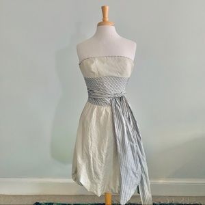 BCBG MaxAzria Cream & Blue Striped Dress Sz 2